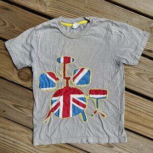 Mini Boden Union Jack British Drums Appliqué  Shirt Tee Size7-8Y